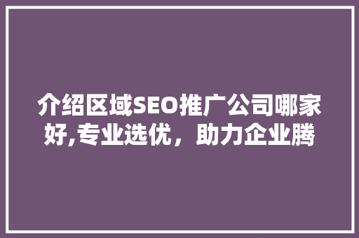 介绍区域SEO推广公司哪家好,专业选优，助力企业腾飞