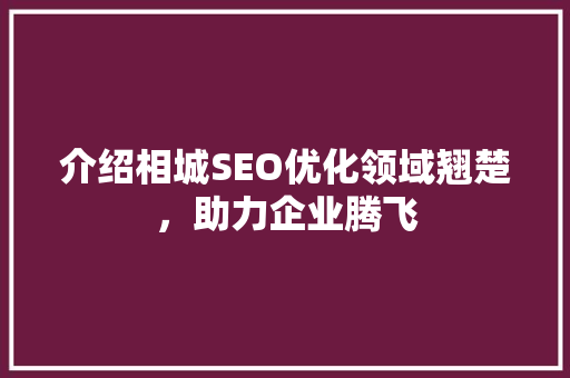 介绍相城SEO优化领域翘楚，助力企业腾飞