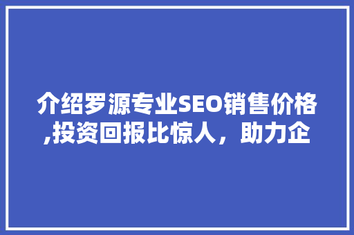介绍罗源专业SEO销售价格,投资回报比惊人，助力企业腾飞