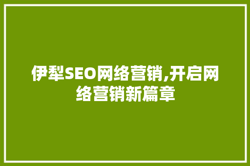 伊犁SEO网络营销,开启网络营销新篇章