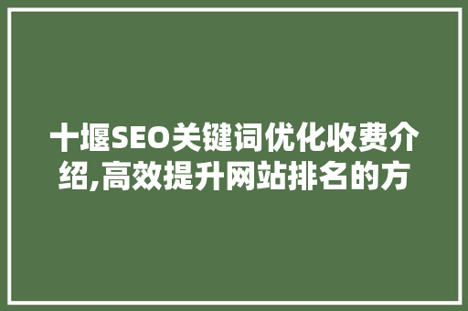 十堰SEO关键词优化收费介绍,高效提升网站排名的方法