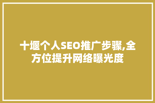 十堰个人SEO推广步骤,全方位提升网络曝光度