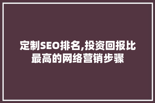 定制SEO排名,投资回报比最高的网络营销步骤