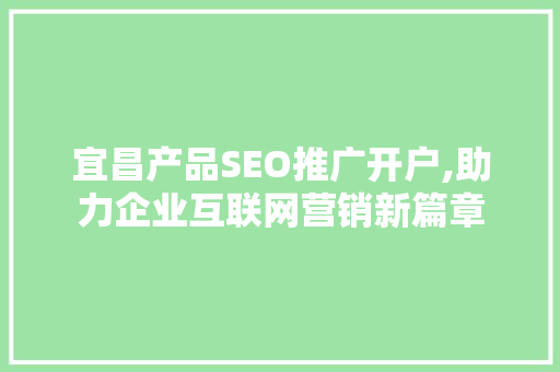 宜昌产品SEO推广开户,助力企业互联网营销新篇章