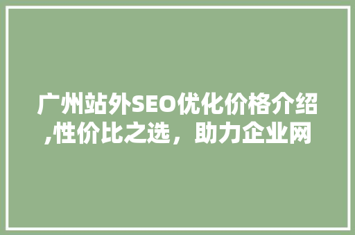 广州站外SEO优化价格介绍,性价比之选，助力企业网络营销腾飞