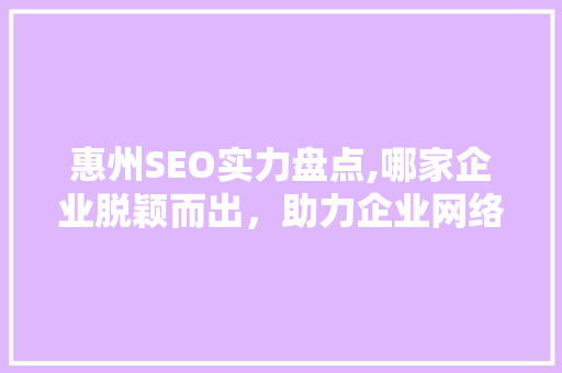 惠州SEO实力盘点,哪家企业脱颖而出，助力企业网络营销腾飞