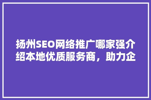 扬州SEO网络推广哪家强介绍本地优质服务商，助力企业腾飞