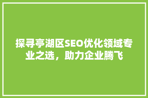 探寻亭湖区SEO优化领域专业之选，助力企业腾飞