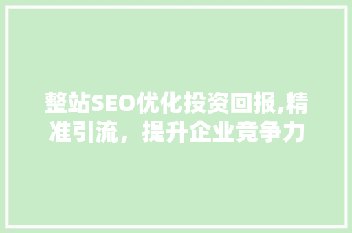 整站SEO优化投资回报,精准引流，提升企业竞争力