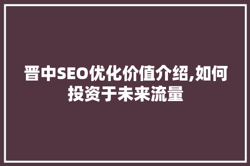 晋中SEO优化价值介绍,如何投资于未来流量