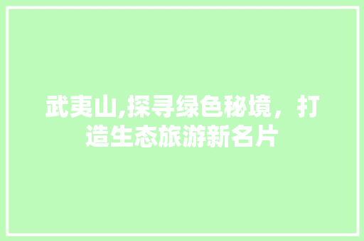 武夷山,探寻绿色秘境，打造生态旅游新名片