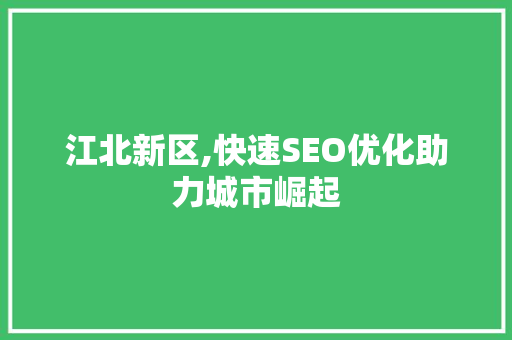 江北新区,快速SEO优化助力城市崛起
