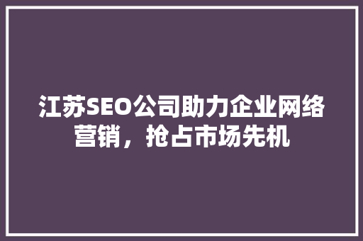 江苏SEO公司助力企业网络营销，抢占市场先机