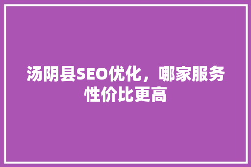 汤阴县SEO优化，哪家服务性价比更高