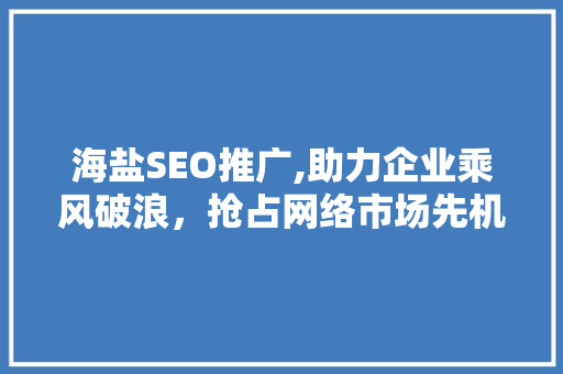 海盐SEO推广,助力企业乘风破浪，抢占网络市场先机