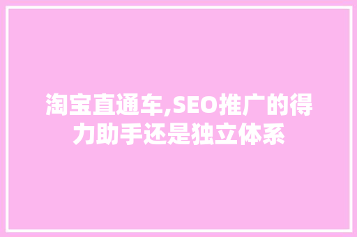 淘宝直通车,SEO推广的得力助手还是独立体系