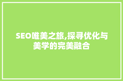 SEO唯美之旅,探寻优化与美学的完美融合