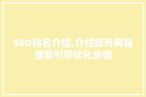 SEO排名介绍,介绍提升网站搜索引擎优化步骤
