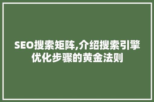 SEO搜索矩阵,介绍搜索引擎优化步骤的黄金法则