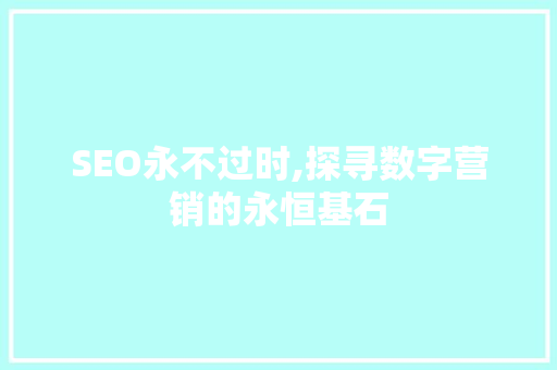 SEO永不过时,探寻数字营销的永恒基石
