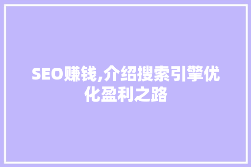 SEO赚钱,介绍搜索引擎优化盈利之路