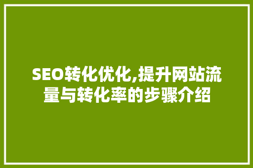 SEO转化优化,提升网站流量与转化率的步骤介绍