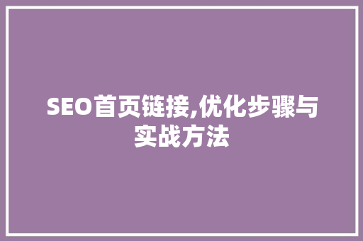 SEO首页链接,优化步骤与实战方法