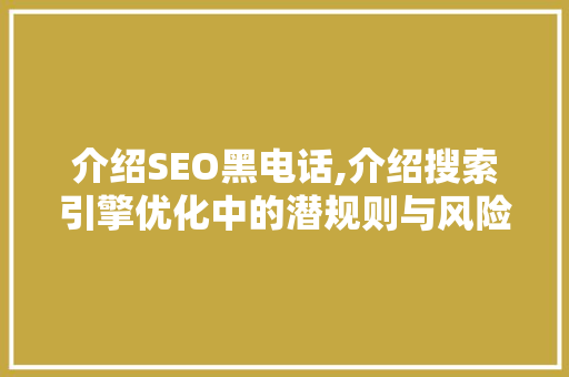 介绍SEO黑电话,介绍搜索引擎优化中的潜规则与风险