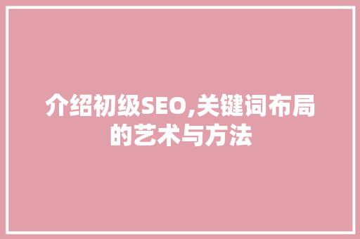 介绍初级SEO,关键词布局的艺术与方法
