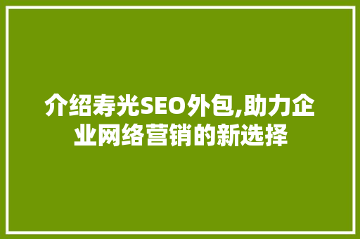 介绍寿光SEO外包,助力企业网络营销的新选择