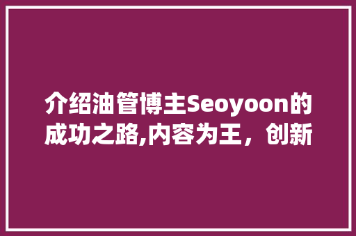 介绍油管博主Seoyoon的成功之路,内容为王，创新为魂