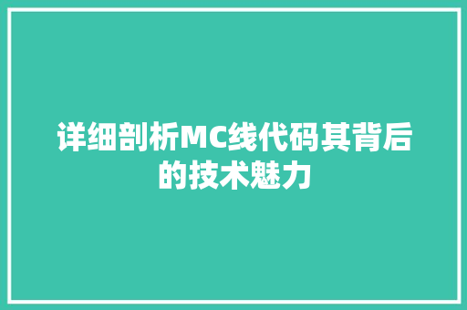 详细剖析MC线代码其背后的技术魅力