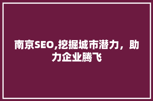 南京SEO,挖掘城市潜力，助力企业腾飞