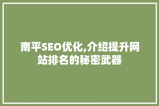 南平SEO优化,介绍提升网站排名的秘密武器