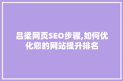 吕梁网页SEO步骤,如何优化您的网站提升排名
