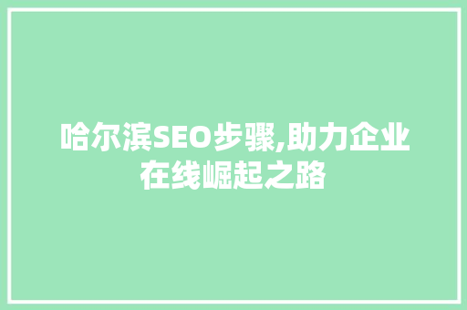 哈尔滨SEO步骤,助力企业在线崛起之路  第1张