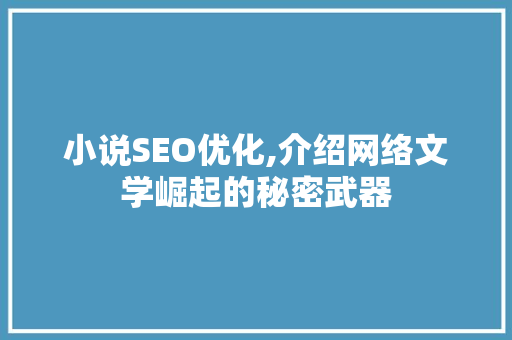 小说SEO优化,介绍网络文学崛起的秘密武器