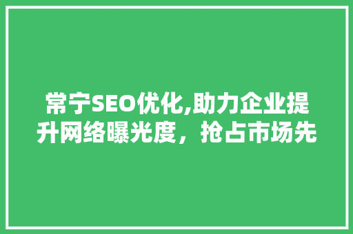 常宁SEO优化,助力企业提升网络曝光度，抢占市场先机