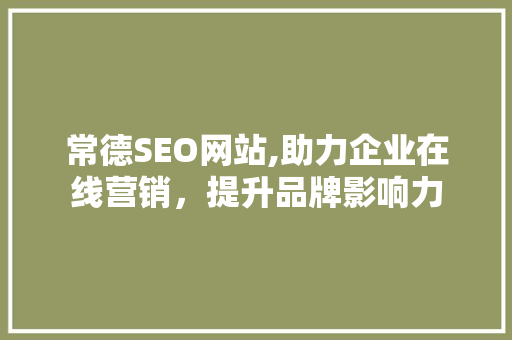 常德SEO网站,助力企业在线营销，提升品牌影响力