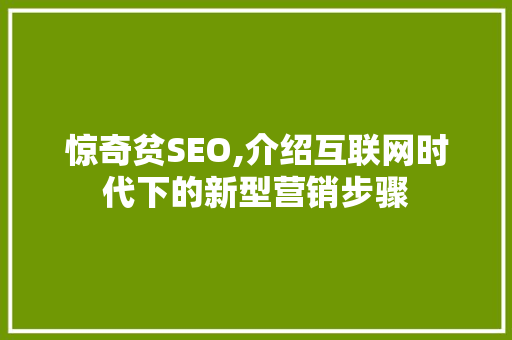 惊奇贫SEO,介绍互联网时代下的新型营销步骤