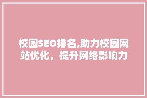 校园SEO排名,助力校园网站优化，提升网络影响力