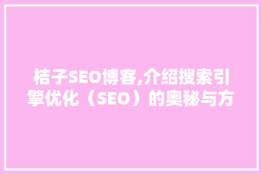 桔子SEO博客,介绍搜索引擎优化（SEO）的奥秘与方法