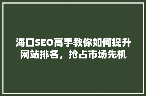 海口SEO高手教你如何提升网站排名，抢占市场先机