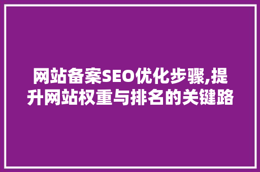 网站备案SEO优化步骤,提升网站权重与排名的关键路径