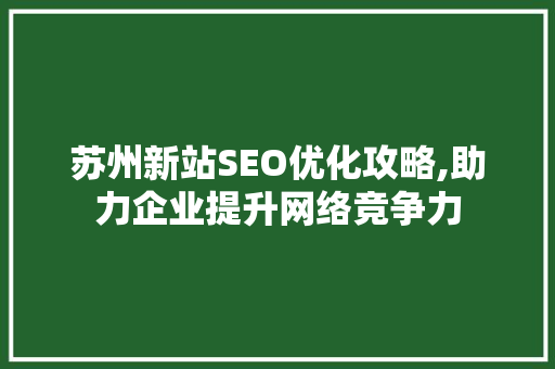 苏州新站SEO优化攻略,助力企业提升网络竞争力