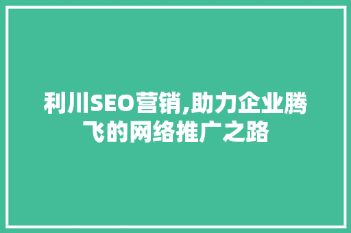 利川SEO营销,助力企业腾飞的网络推广之路