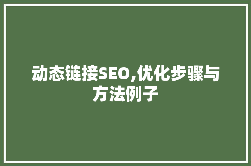 动态链接SEO,优化步骤与方法例子