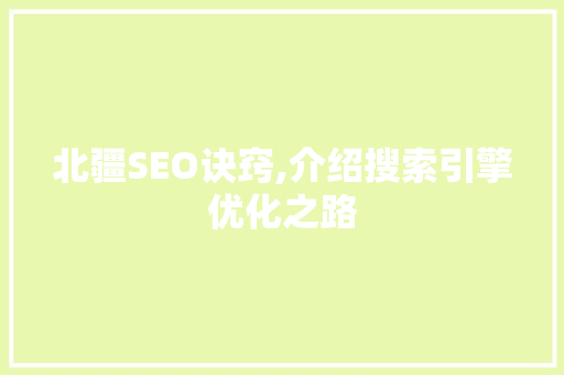 北疆SEO诀窍,介绍搜索引擎优化之路