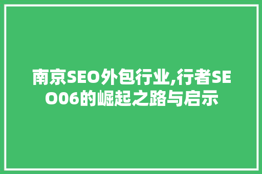 南京SEO外包行业,行者SEO06的崛起之路与启示