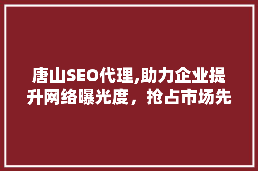 唐山SEO代理,助力企业提升网络曝光度，抢占市场先机